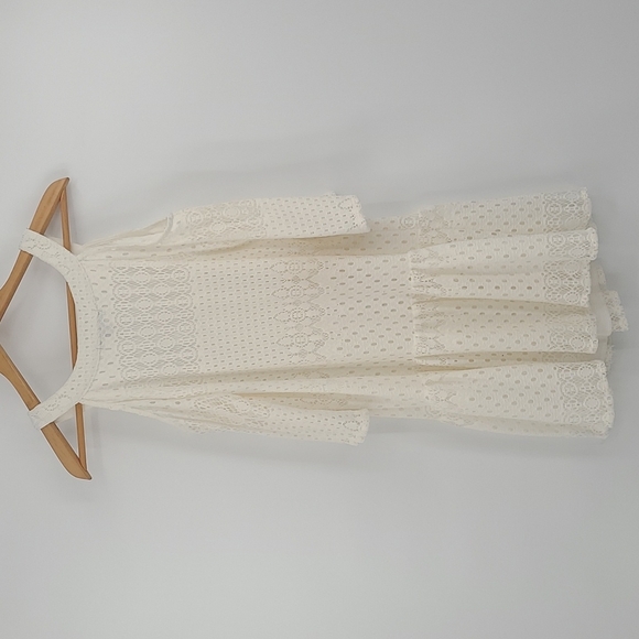 Ivory White Crochet Lace Feminine & Flowy, Fully-Lined Dress, NWT - Picture 5 of 11